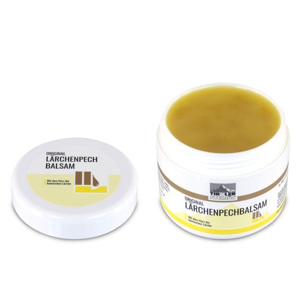 lärchenpechbalsam offen hp Dose mit Lärchenpech-Balsam geöffnet