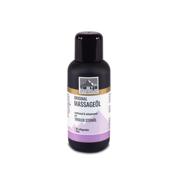 massageöl mit tiroler steinÖl 100ml hp Flasche mit Tiroler Massageöl für Entspannung.
